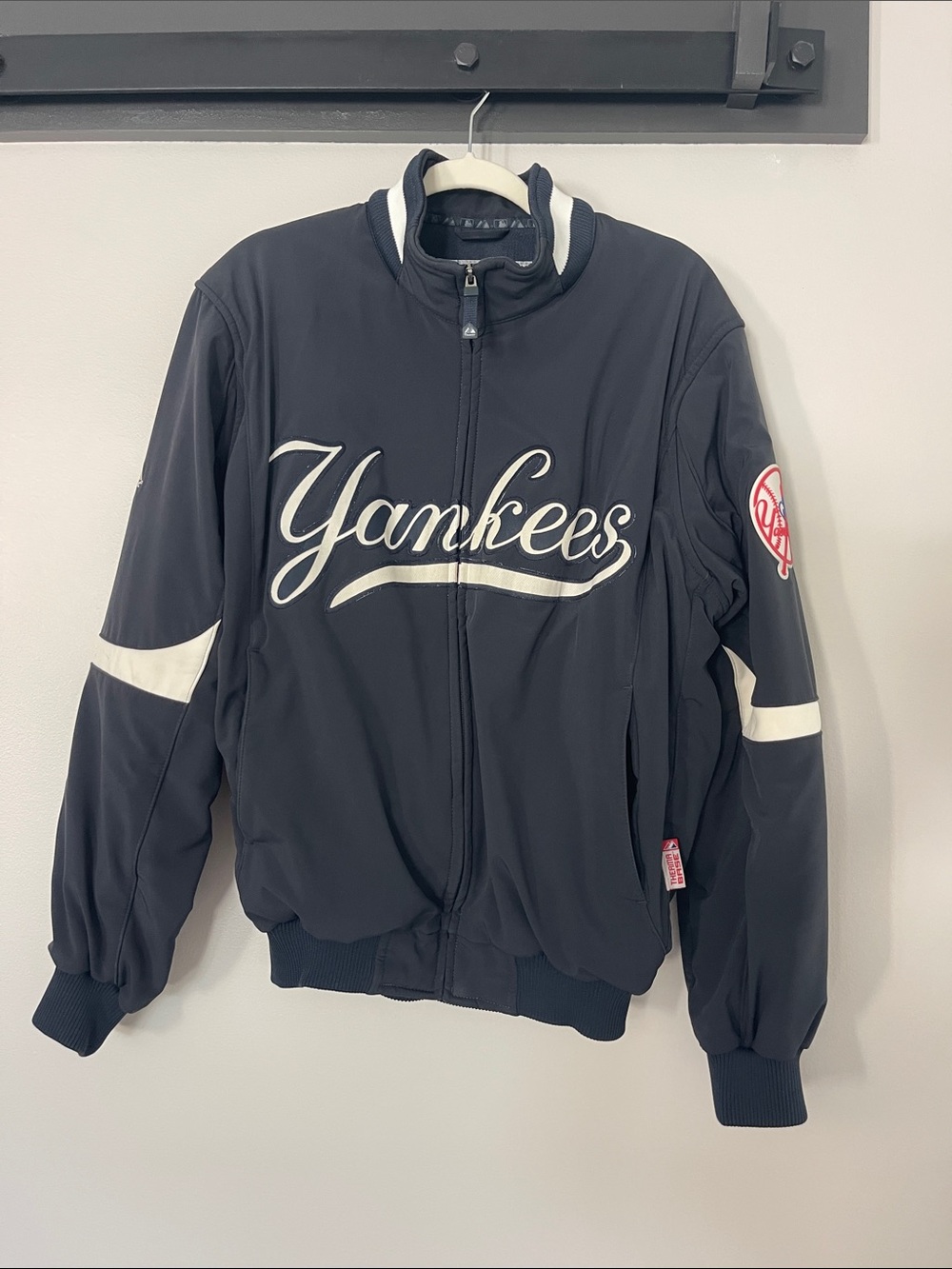 Majestic Navy Bomber Jacket with White Script